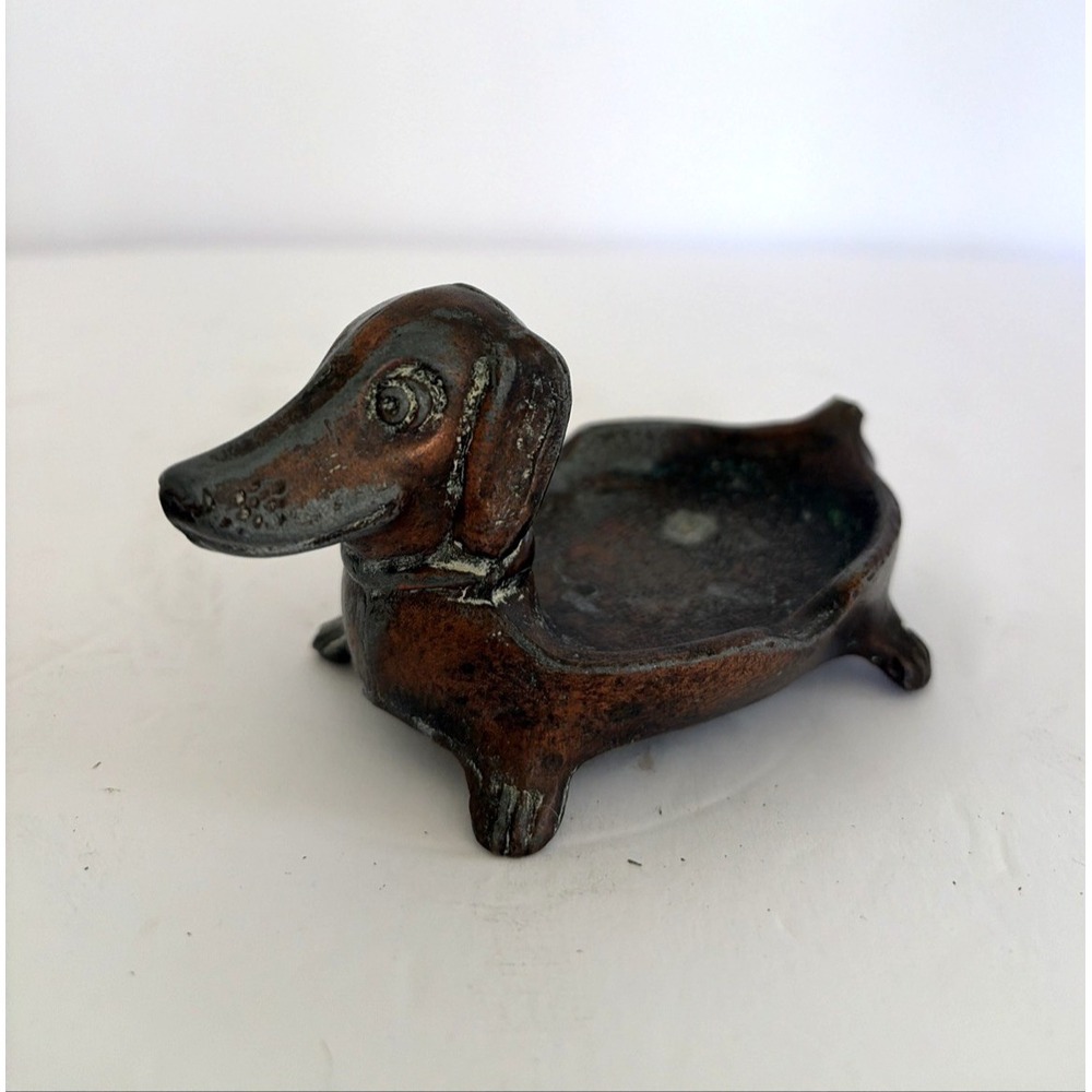 Vintage Dachshund Wiener Dog Metal Ashtray 4.5x2.5"